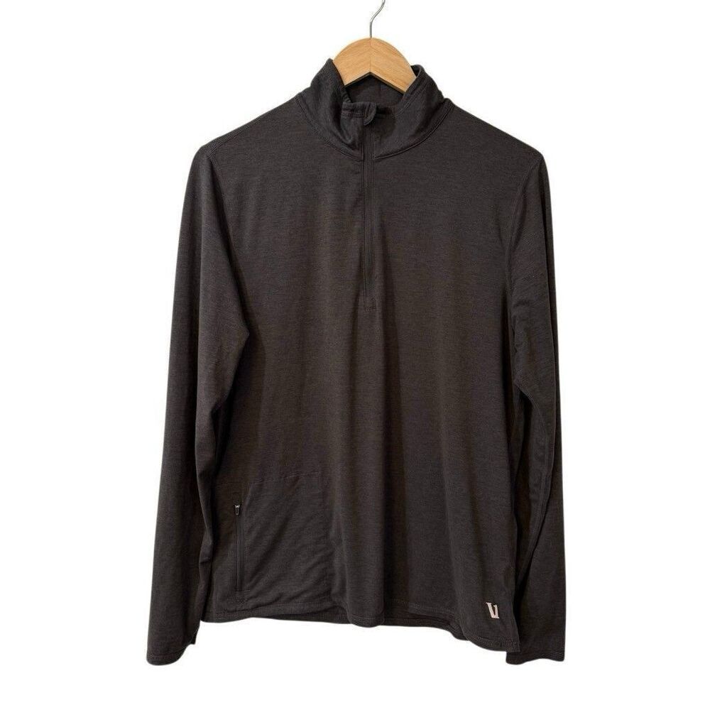 Vuori Ponto Performance Half Zip Pullover Mens M Gray Heathered Pocket